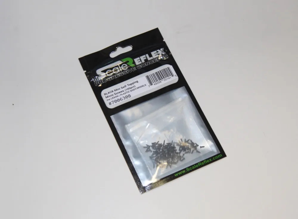 SILVER / BLACK Mini Self Tapping Lexan Body Micro Screws (100pcs)