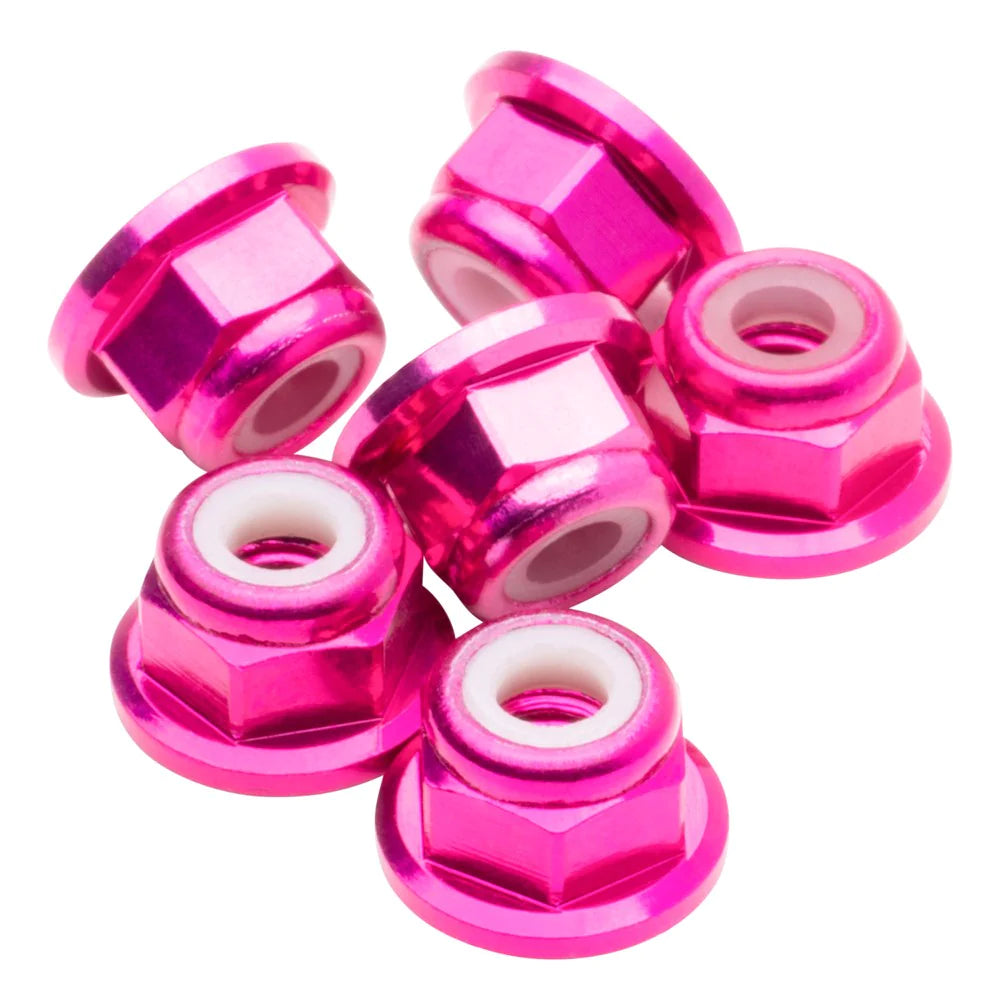 1up Racing Premium Aluminum Locknuts M3 Flanged - Hot Pink